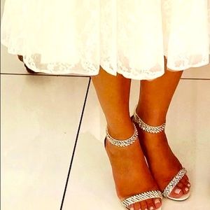 White white rhinestone Sandals